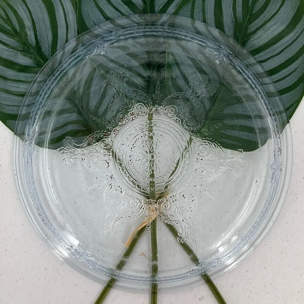 Vintage 1940s Fire King Sapphire Blue Tint Glass Philbe Mandala Pie Dish Plate